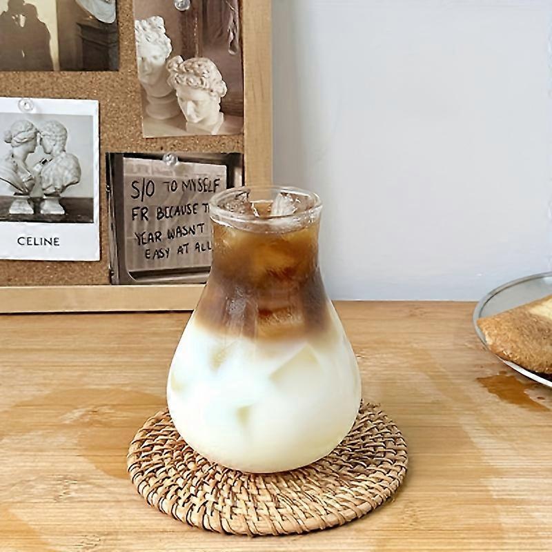 1pc, tasse en verre à bouche étroite, tasse d’eau, tasses à café glacées, verres à boire pour jus, lait, thé, et plus, boisson d’été et d’hiver