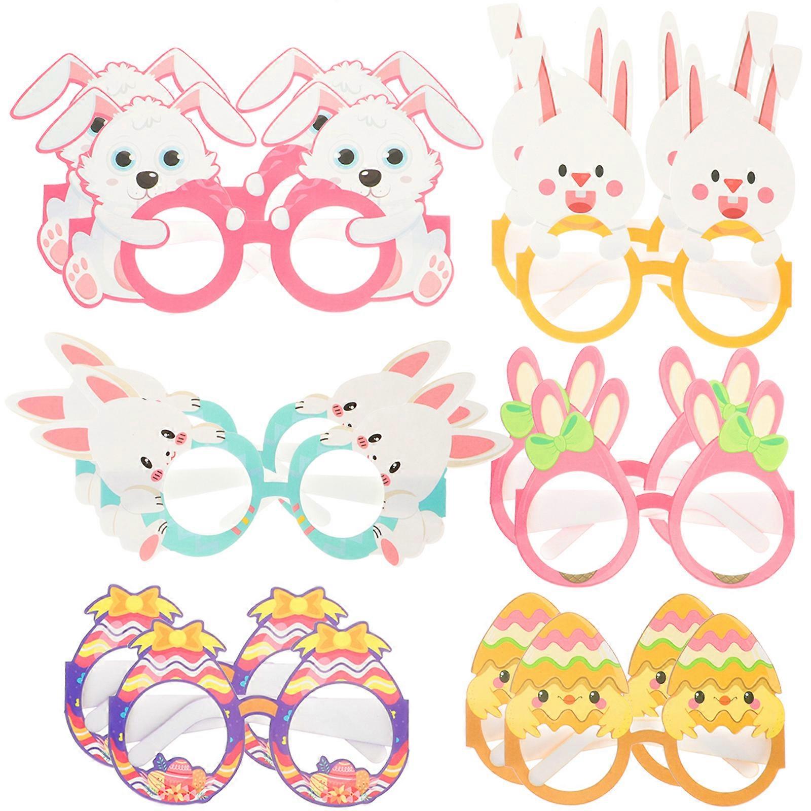 12pcs Easter Bunny Glasses Easter Themed Glasses Easter Eyewear Easter Party Supplies
