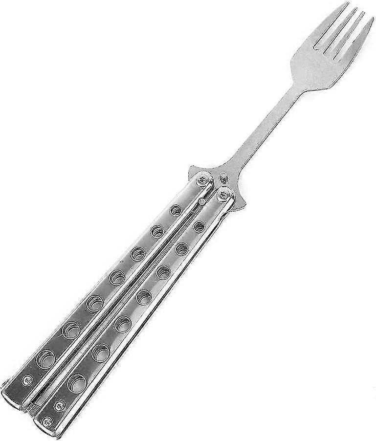 Folding Fork Silver-finished -open Styled For Travel Camping(1pc, Silver)