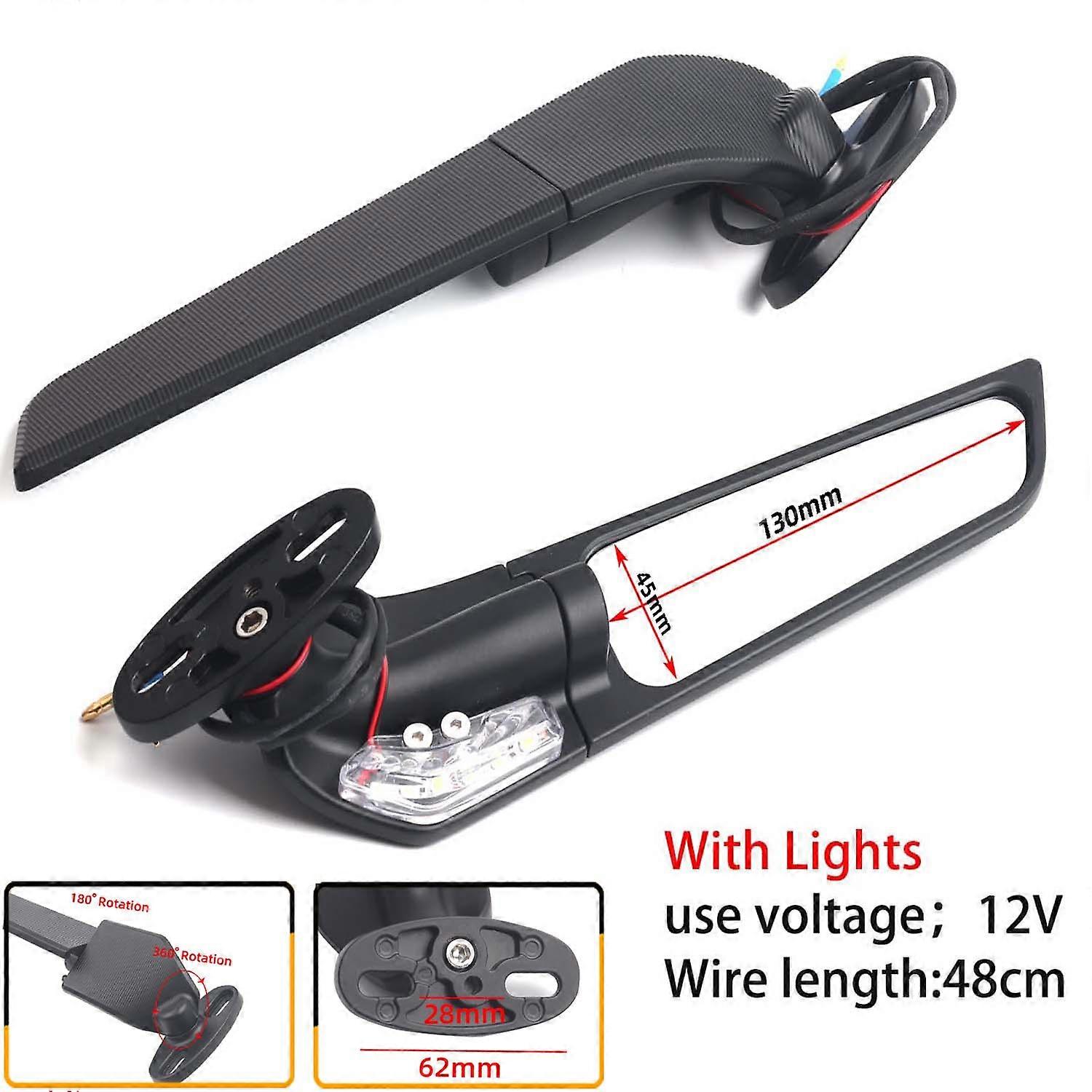 Fsw For Yamaha Yzf R6 R25 R3 R125 R15 Modified Wind Wing Adjustable Rotating Rearview Motorcycle Mirror Accessories With Lights