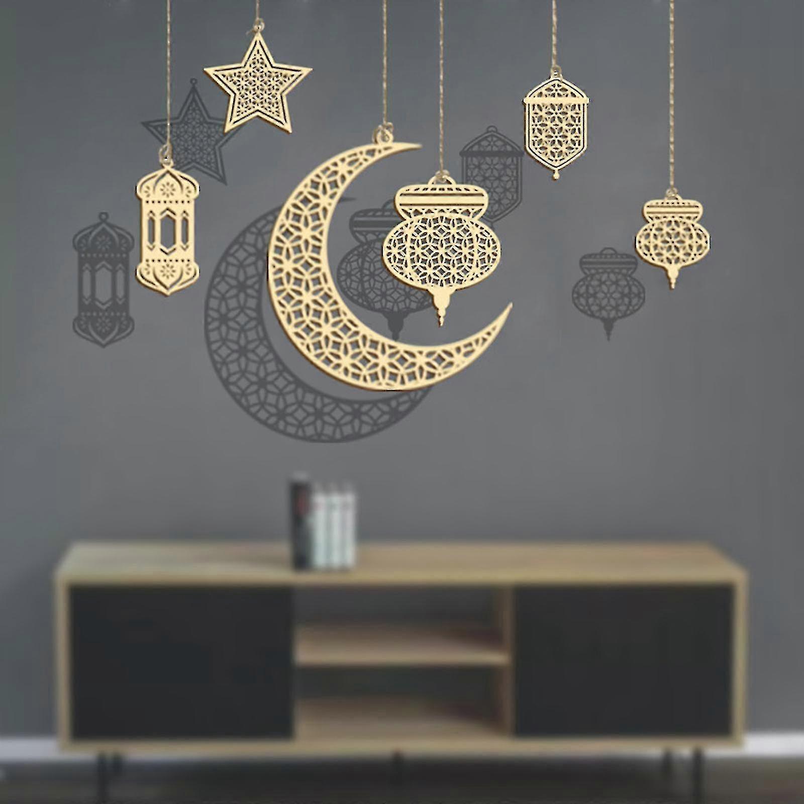 6pcs Mubarak Hanging Decor Supply - Ramadan Lantern Eid Home Decorations