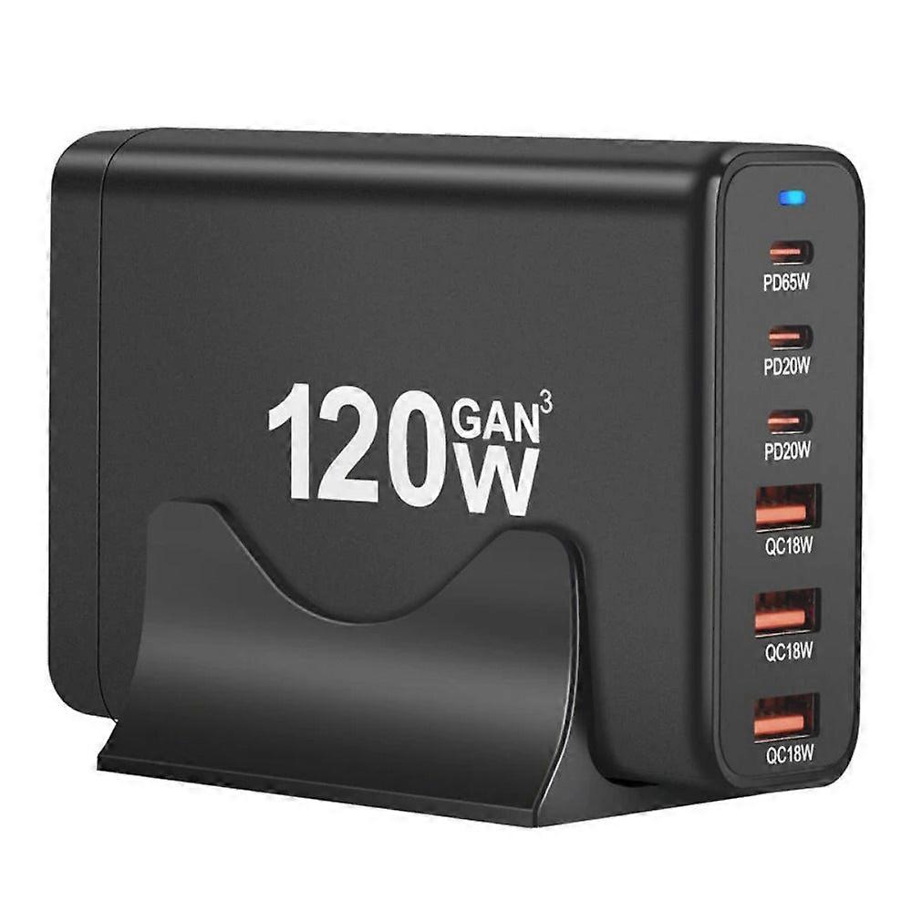120W Gan 6-port Usb Pd Charger, Fast Charging Station For Iphone, Huawei, Samsung