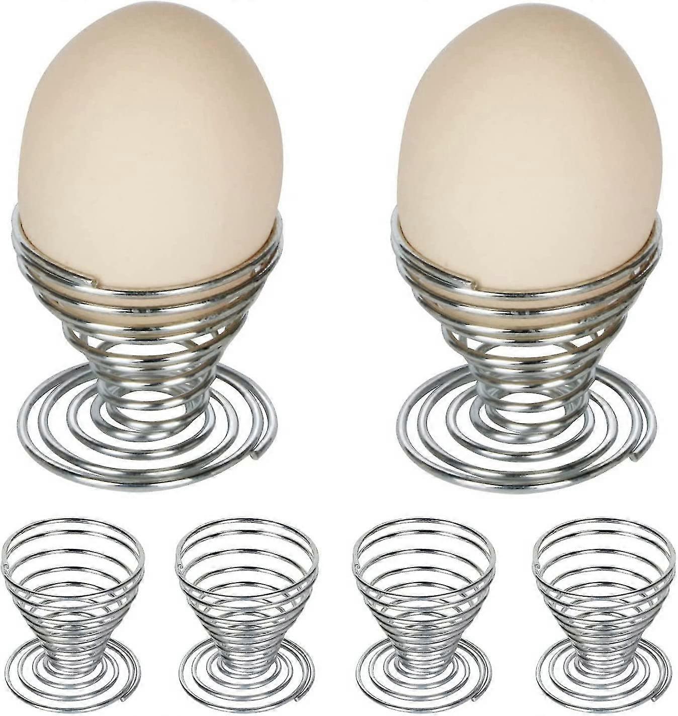 Set mit 6 Edelstahl-Spiral-Eierbechern für Eierhalter