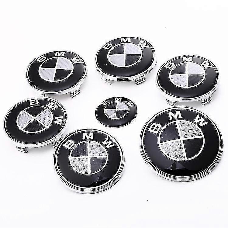 7buc Negru Embleme Hood and Trunk, emblema accesorii auto de înlocuire pentru toate modelele E30 E36 E46 E34 E39 E60 E65 E38 X3 X5 X6 3 4 5 6 7 8 (82mm + 73mm
