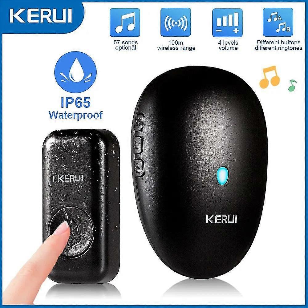 Kerui Wireless Doorbell Over 1000ft Coverage With Waterproof Push Button 57 Chimes 110db Loud Sound Smart Home Door Bell
