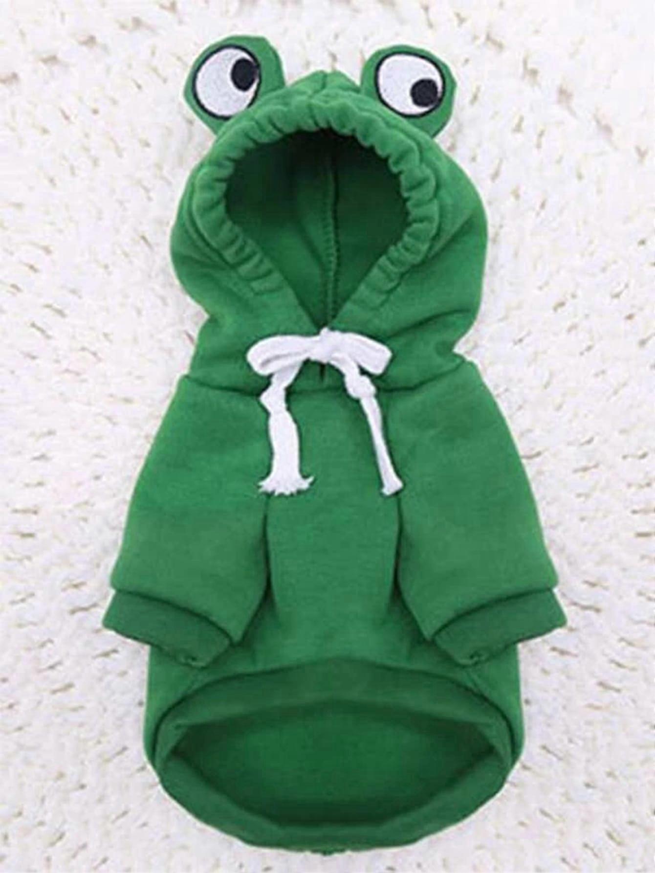 1PC Pull Mignon Grenouille Pour Chiens Petits et Moyens - Sweat à capuche Chien Vert avec Design Amusant - Gardez Votre Chiot Confortable et Élégant