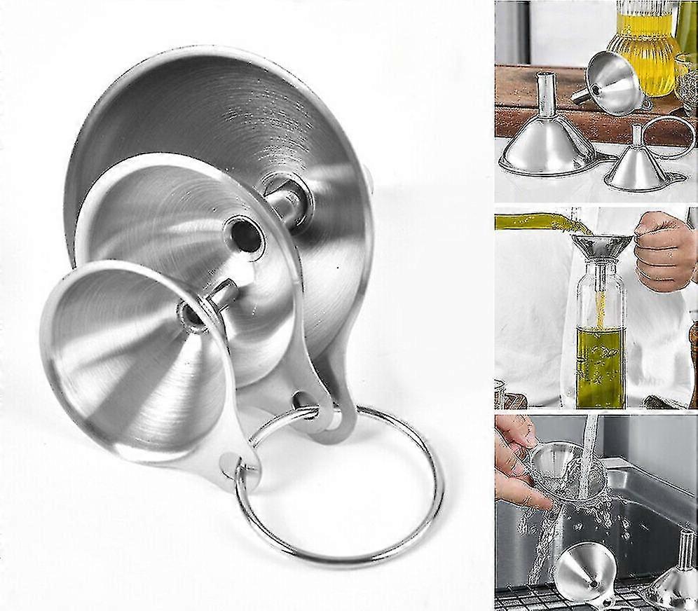 3pcs/set Stainless Steel Funnel Small Medium Large Variety Liquid Kitchen Tool