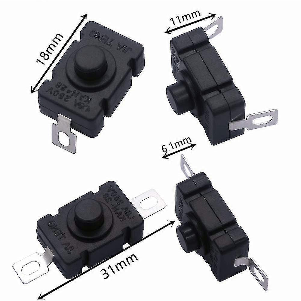 40 Pack Self-locking Push Button Switch, Kan-28 Mini Flashlight Switch (20 Pieces Flat Pin With Hole + 20 Pieces Bent Pin With Hole)