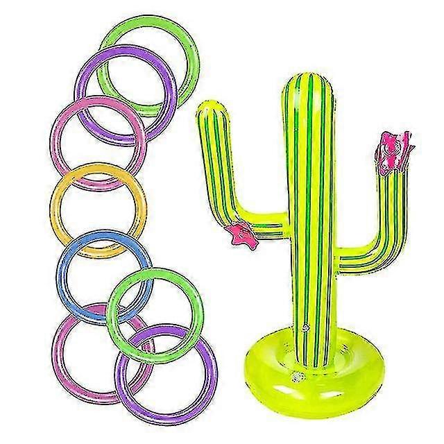 Water Game Inflatable Cactus Ring Toss Game Set Includes Inflatable For Summer Pool Beach Lawn Party Games Water Sport Fun Toys