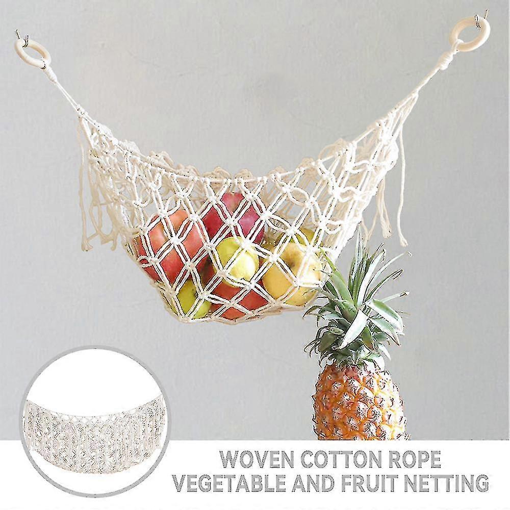 Fruit And Vegetable Storage Hammock Space Saving Hand Woven Kitchen Decor