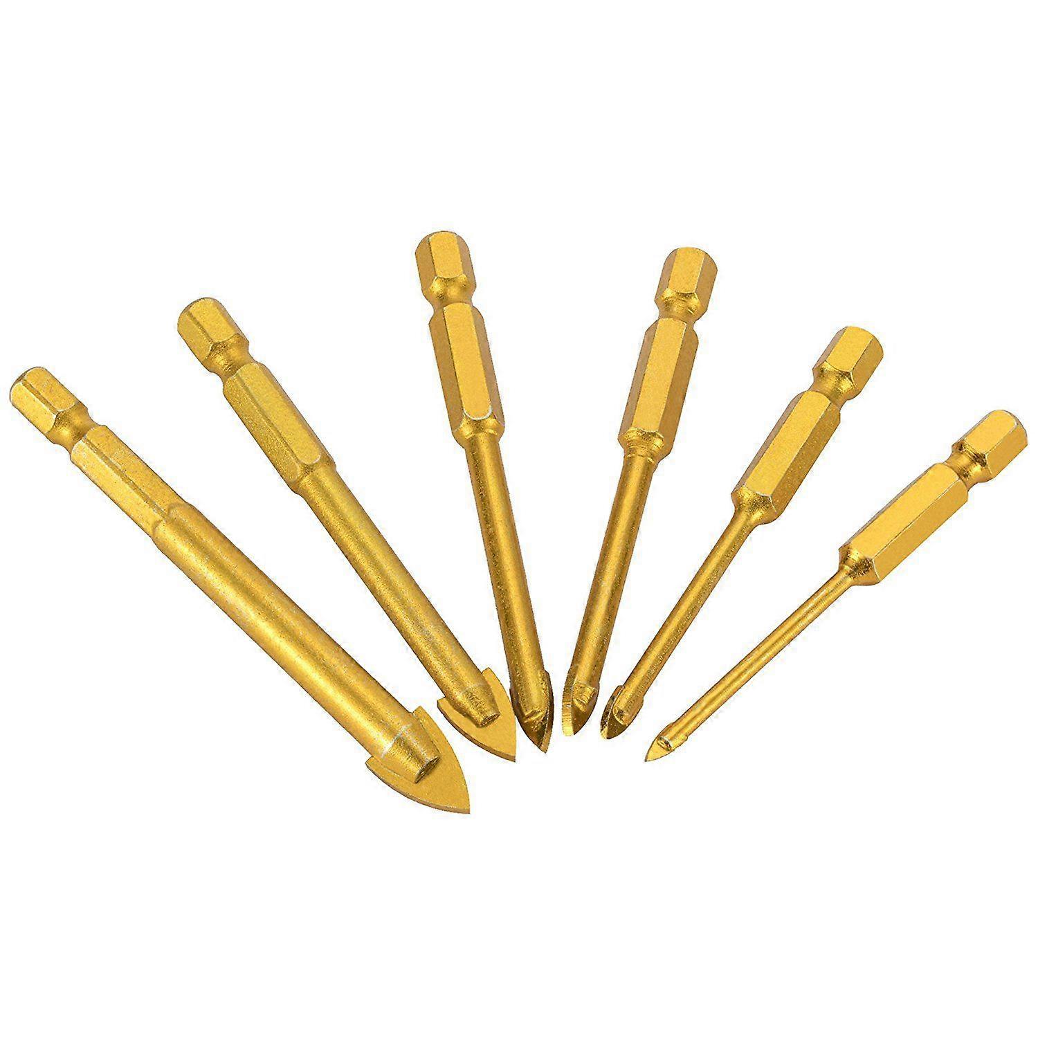 6pcs Glass Drill Bits Set Tile Ceramic Drilling Set 3/4/5/6/8/10mm with 1/4inch Hex Shank for Porce