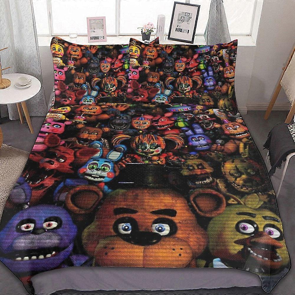 87v Cinco Noites no Freddy&#x27; s Conjunto de Cama de 3 Peças Capa de Edredom Macia e Quente e Confortável Conjunto de Cama com 1 Capa de Edredom e 2 Fronhas para Meninos Meninas