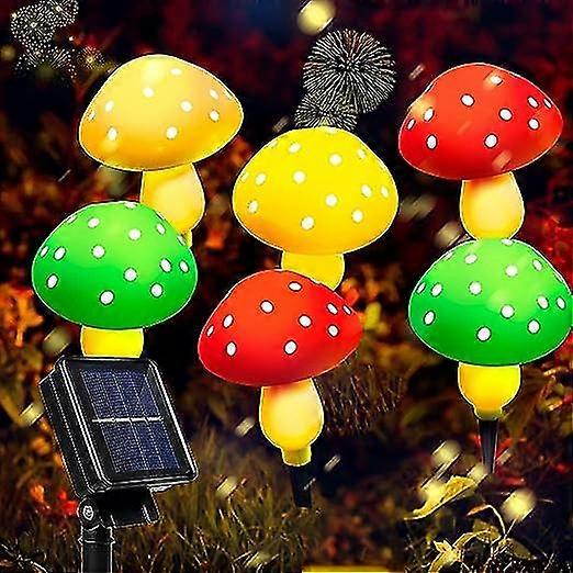 Set Of 8 Mushroom Powered Solar Lights Outdoor Garden Waterproof