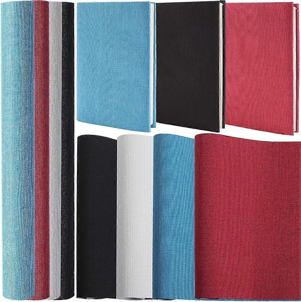 4Pcs 204.8x11.8 Linen Book Cloth 4 Color for A4-A8 Books Binding Fabric Surface Paper Backed Bookcover Books Album Scrapbooking Archival DIY Covering
