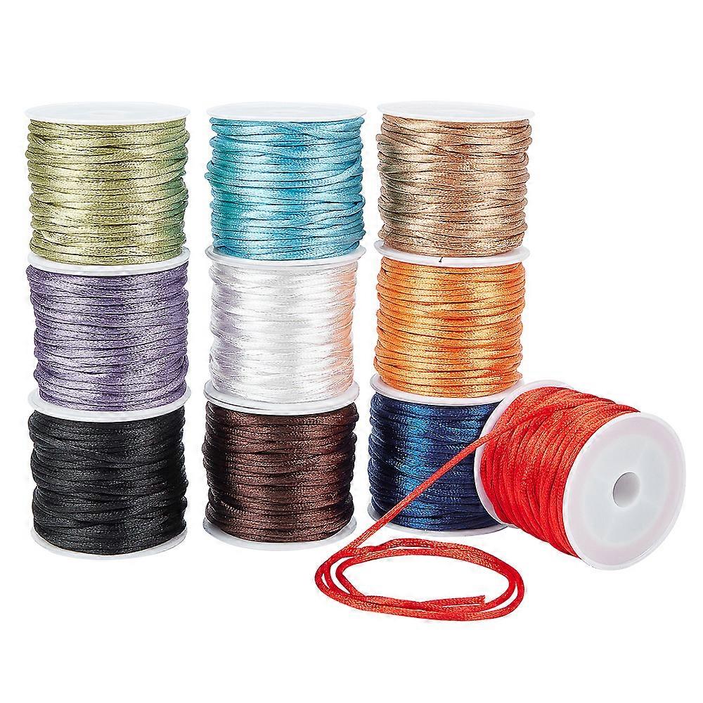 Macrame Rattail Chinese Knot Making Cords Round Nylon Braided String Threads Satin Cord Mixed Color 2mm about 10m/roll 10 colors 1roll/color 10rolls/s
