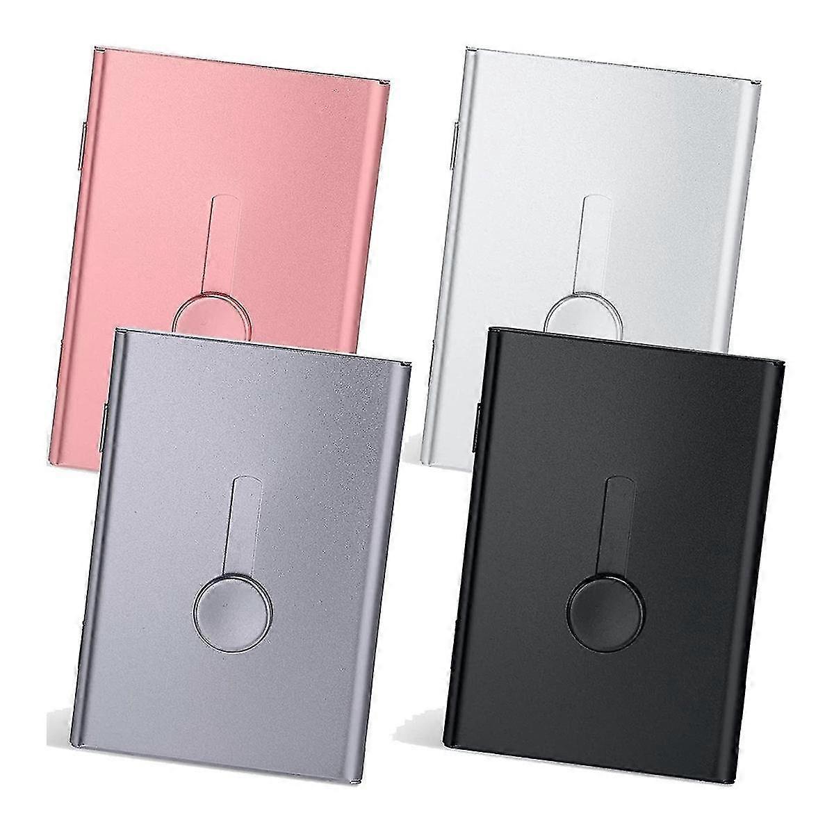 4 Pack Slide Out Business Card Holder Thumb Drive Business Card Case Pocket Metal Card Case For Cre