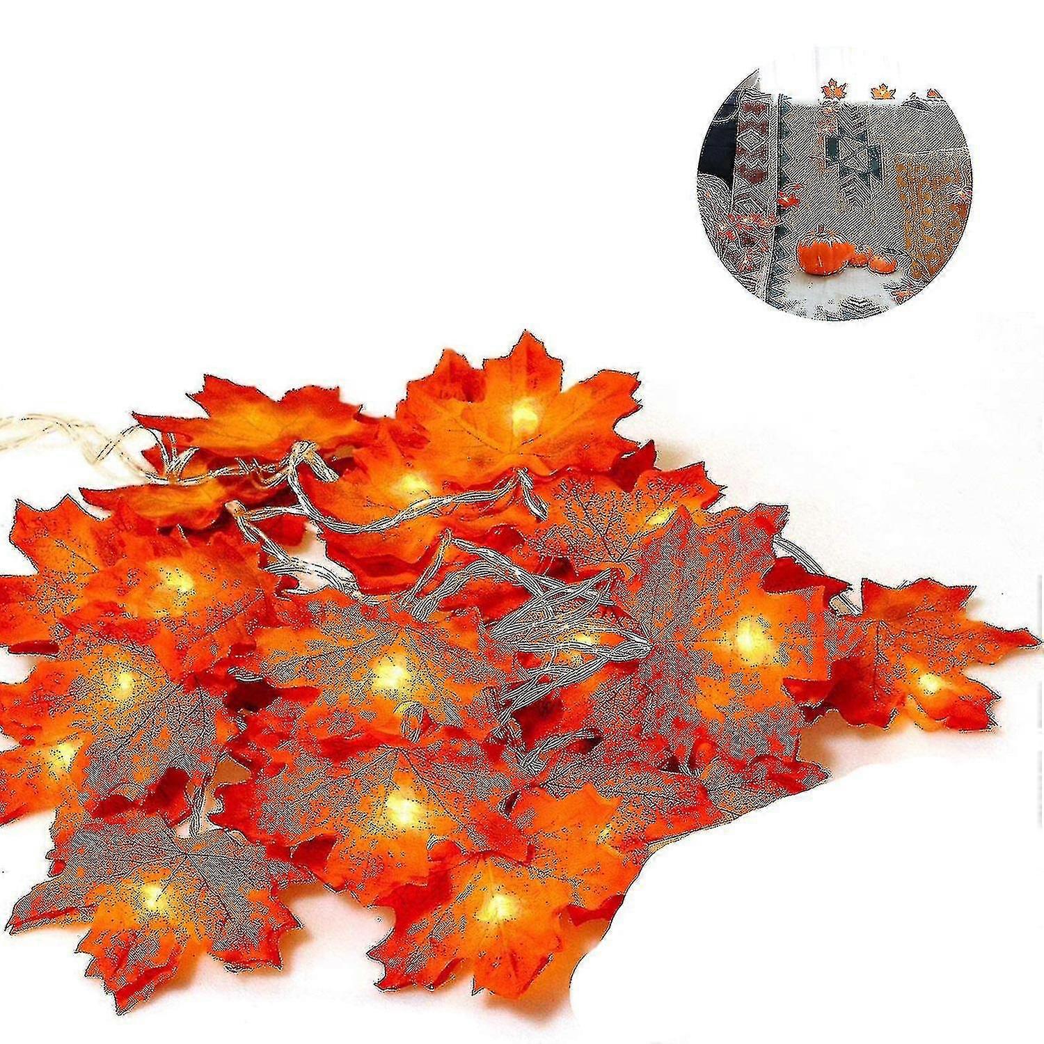 2m Fall Leaves Garland Maple Leaf String Lights