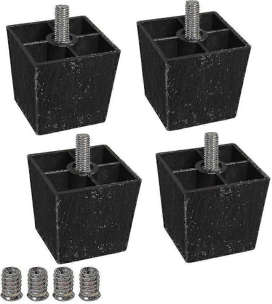 Pés de plástico para sofá de 2 polegadas, pernas para móveis, conjunto quadrado com 4