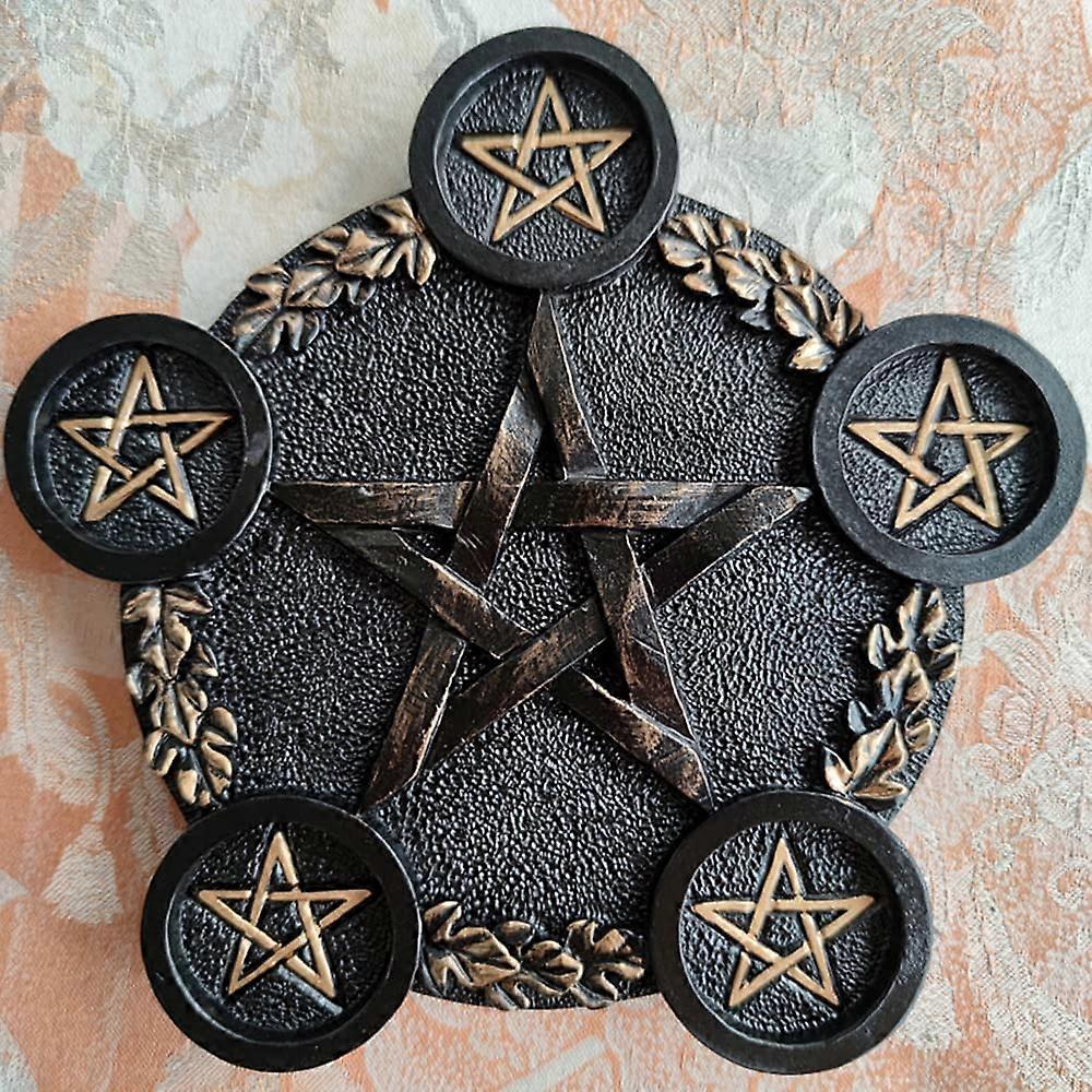 Pentagram Tealight, Astrology Resin Candlestick Table,Black