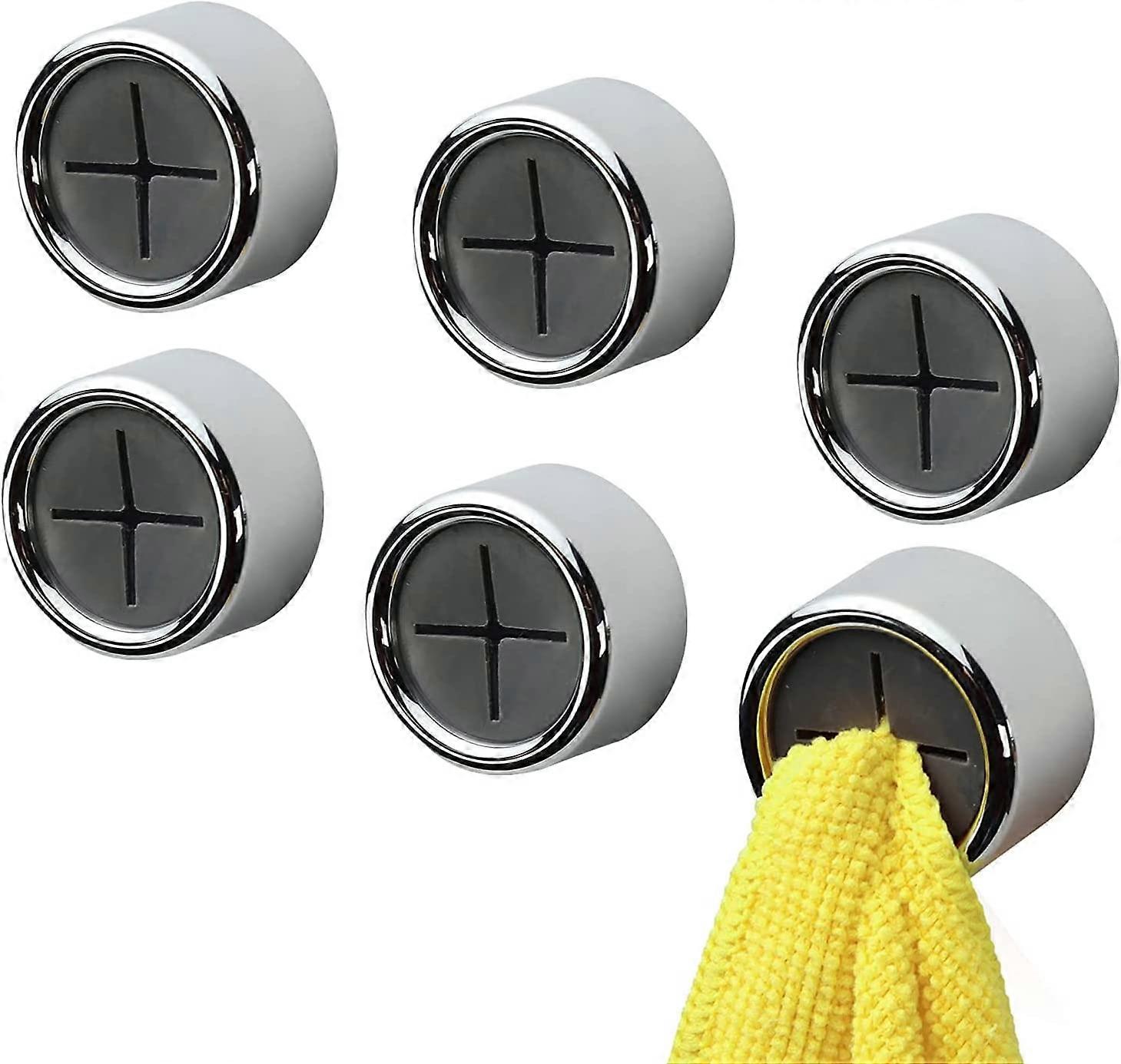6 Pcs Tea Towel Holder, Round Self-Adhesive Hooks