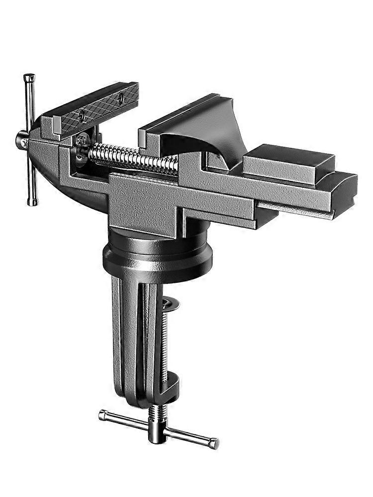 Table Vise 70mm Jaws, Small 360 Multi Angle Swivel Head Clamp with Anvil, Suction Cup Vise with Base Portable DIY Onboard Tool for Cutting, Drilling,