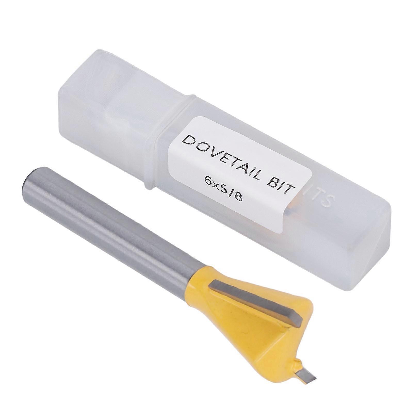 بت ذيل السنونو، ساق 6 مم، مصنوع من سبيكة التنجستن، مطلي بمادة PTFE، جهاز توجيه وطحن وقاطع نجارة، أصفر 5/8