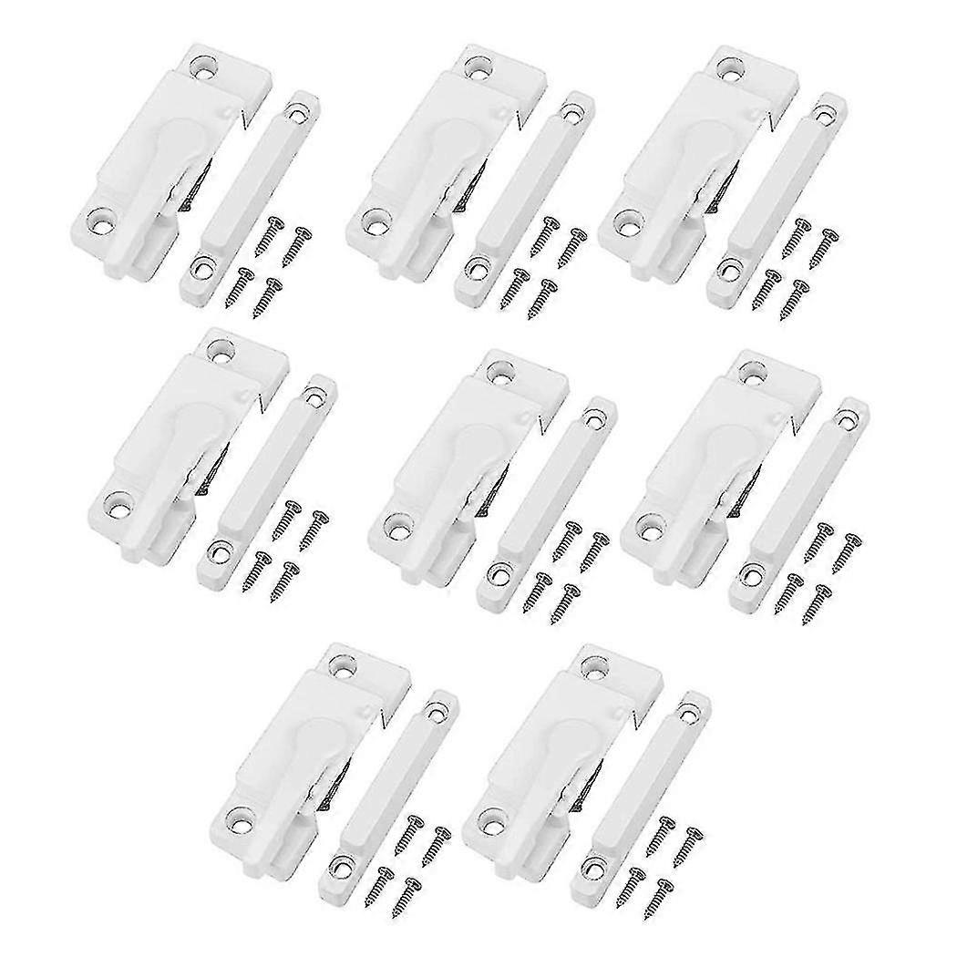 Window Sash Locks, 8 Pack White Window Sash Locks & Latches Replacement For Anti-theft Protect Fami