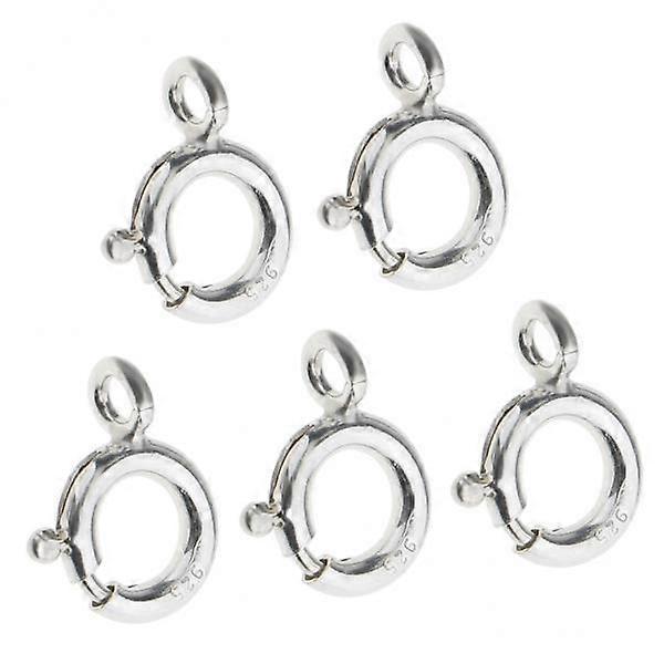 8x5pcs 925 Sterling Silver Spring Ring Clasp with Open Ring Connector  8mm