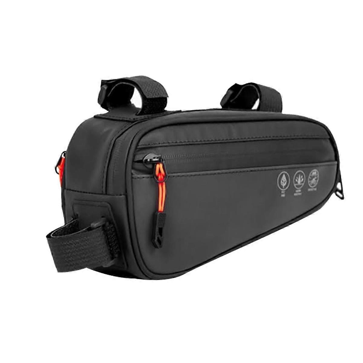 Bike Frame Bag, Waterproof Bicycle Bag with Two Side Pockets, Bike Tube Storage Pouch for Mountain