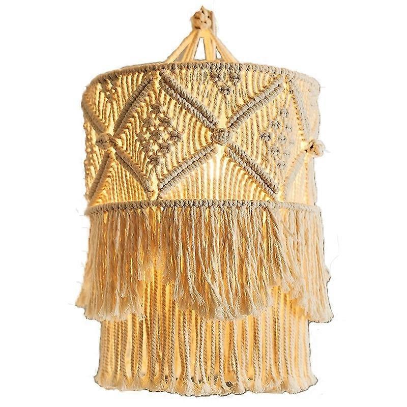 Handmade Wall Tapestry Lampshade Macrame Boho Decor Handcraft Tassel Tapestry Background Headboard