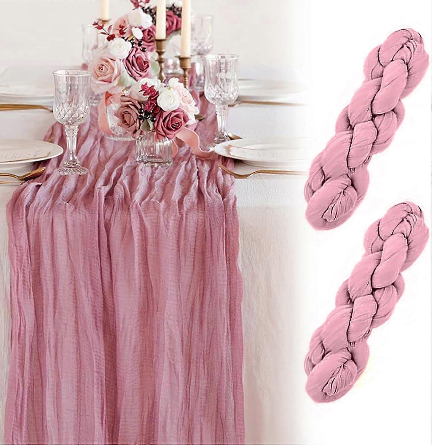 Table runner cheesecloth boho, 2 pieces table decoration, 400x90 cm
