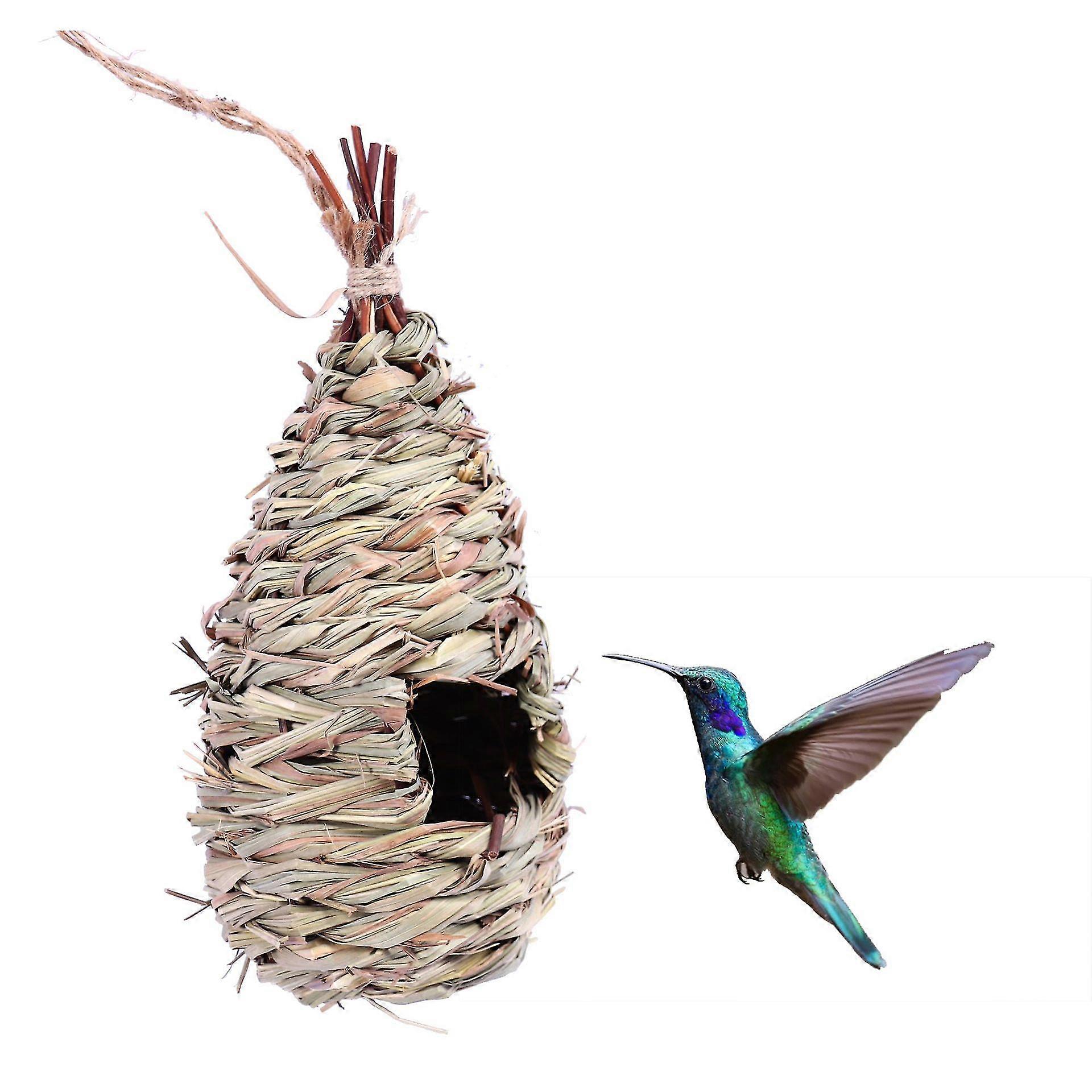 1 Pcs Bird Nest,hummingbird House For Outside Hanging,roosting Pouches For Birds,grass Hanging Wren Finch Song Birds