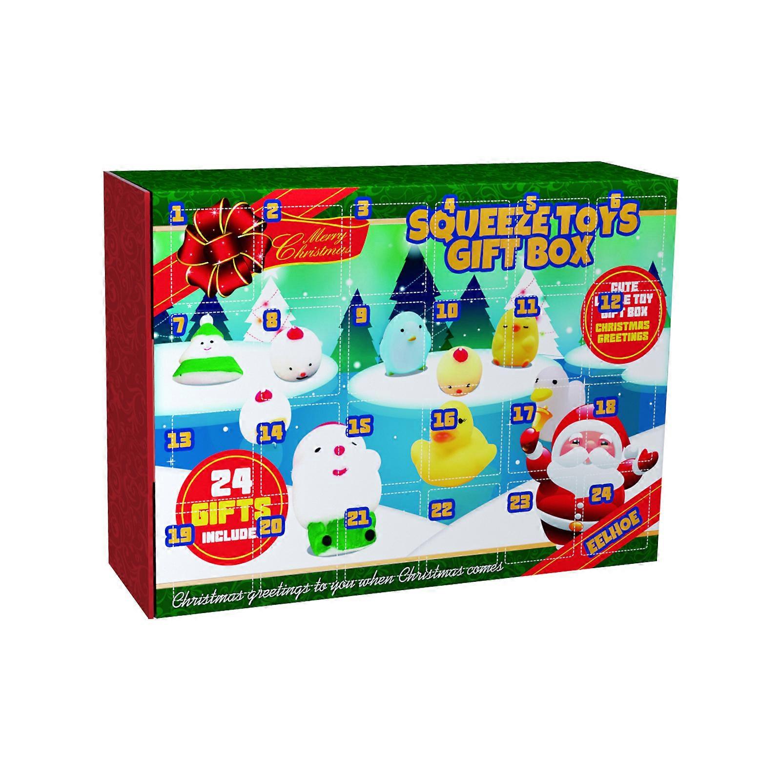 Christmas Pinch and Clack Surprise Box 24 Compartments / Countdown 24 Days Blind Box Toy Gift Box