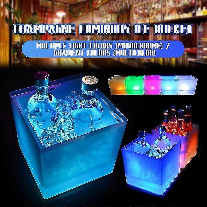 Led Ice Bucket 3.5l Colorful Cooler Bucket Double Layer Square Ice Tray Bar Nightclub Light Up Champagne Whiskey Beer Bucket Chumian
