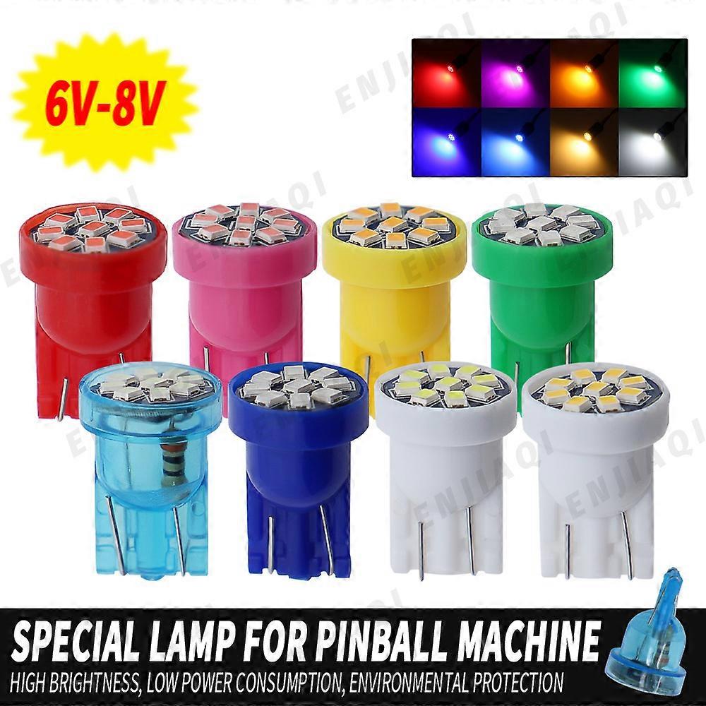 10-Piece AC DC 63V 6V 12V 24V Multiple Color Non Polar Pinball Game Machine Arcade Cabinet Coin Doors Light Bulb