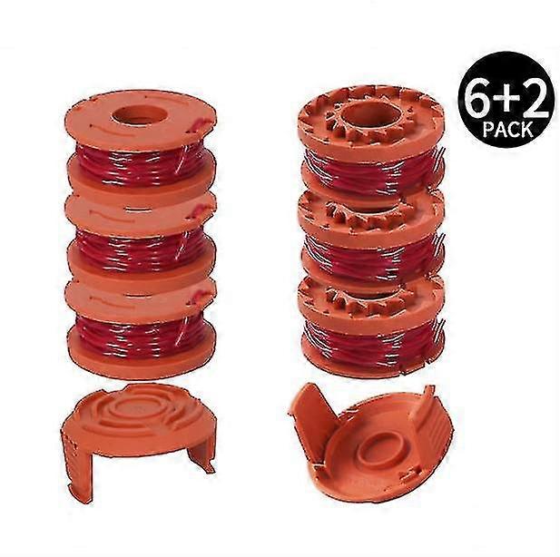 6 Pack Line Spool With 2 Covers For Worx Lawn Mower Accessory Wa0010 Replacement Spool