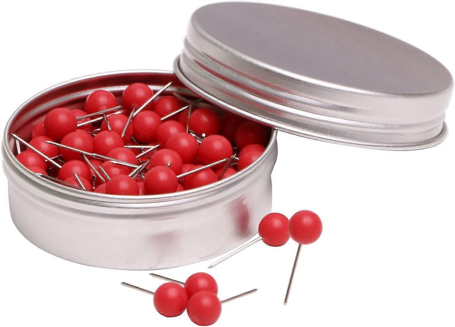 100PCS 1/4 Inch Small Round Head Map Tacks Pins for Home Office Bulletin Cork Board Use and DIY Craft Project (Red)