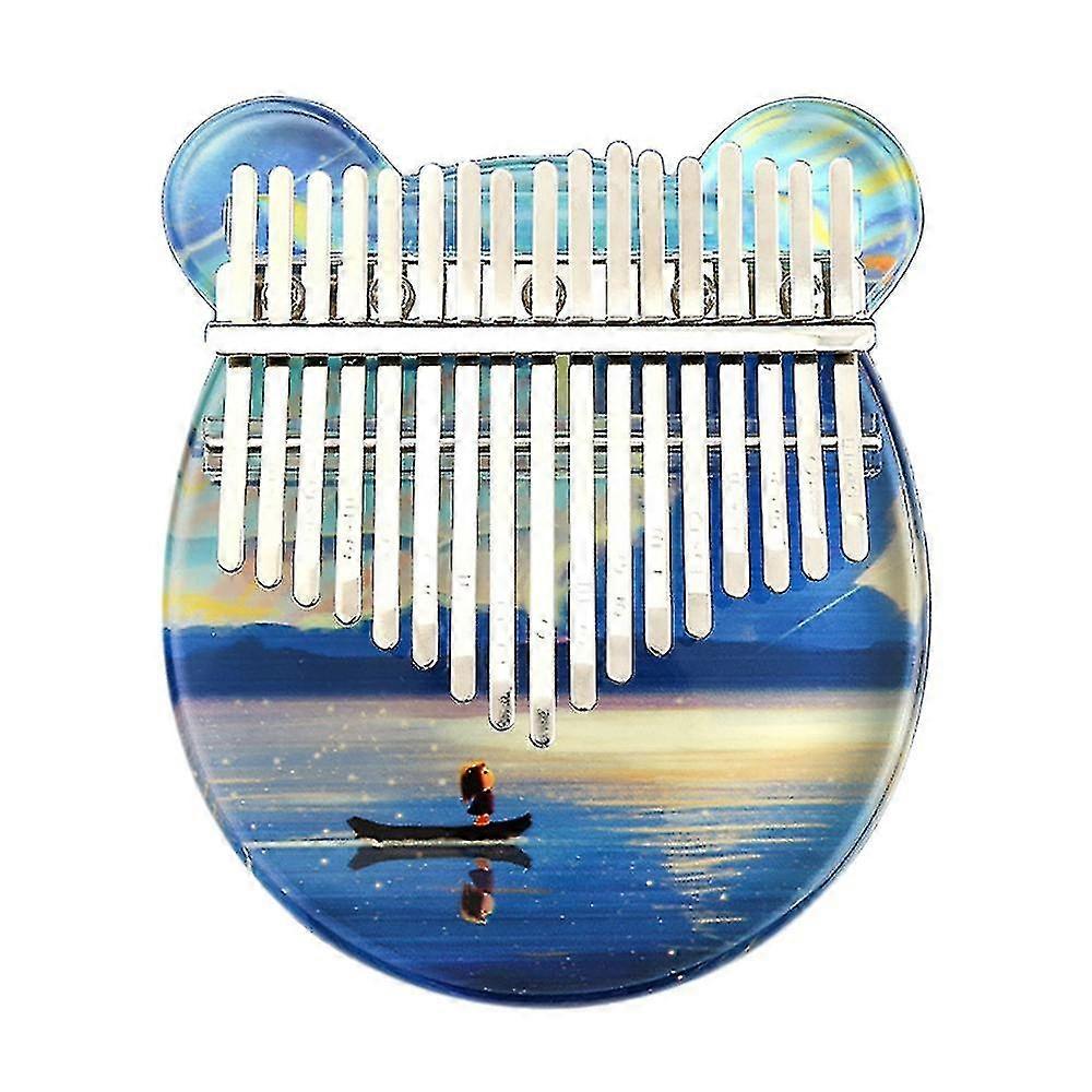 Piano à pouce en acrylique Kalimba 17 touches avec marteau accordeur compatible avec débutant (mer sombre)