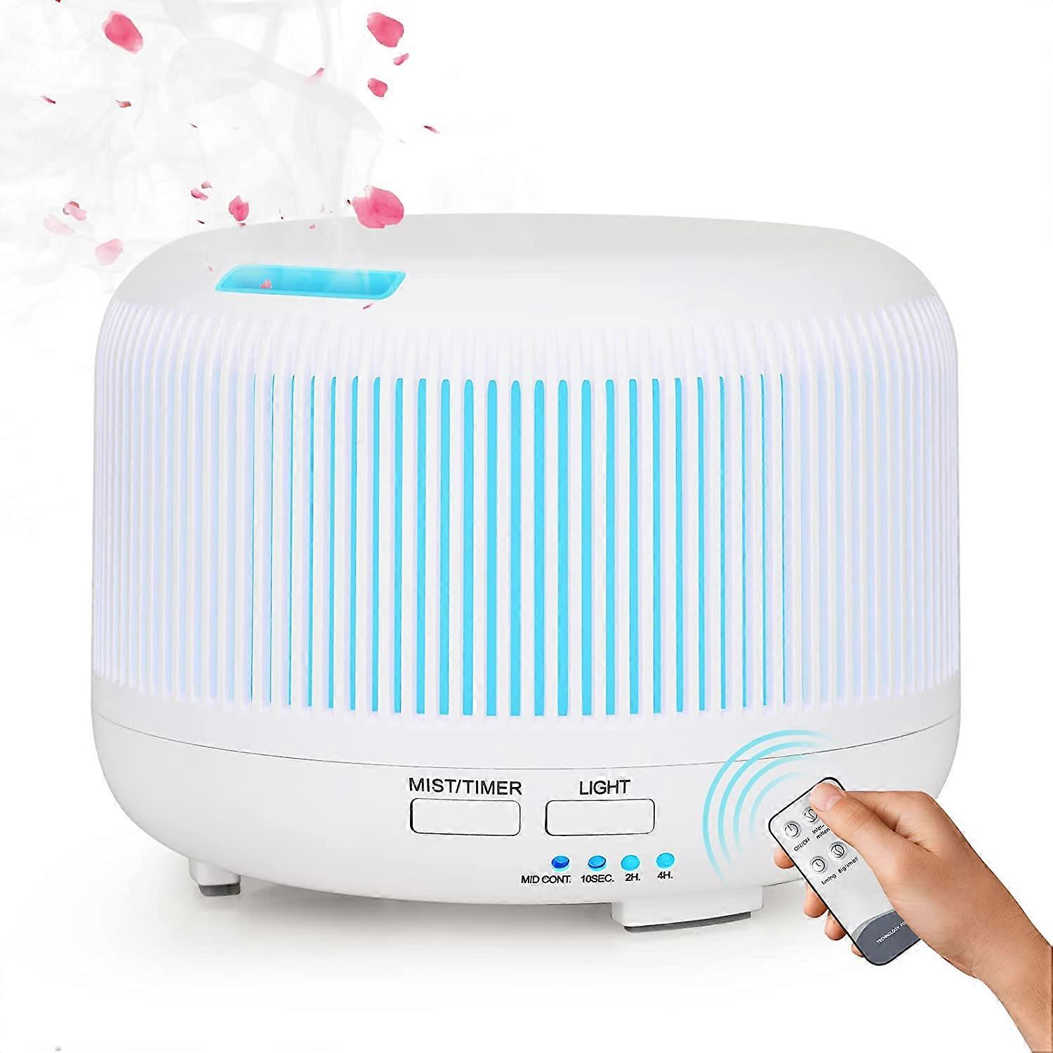 300ML Essential Oil Diffuser, Ultrasonic Humidifier Carved Air Purifier Aroma Diffuser Scent Oil Nebulizer 7 Color LED Quiet White