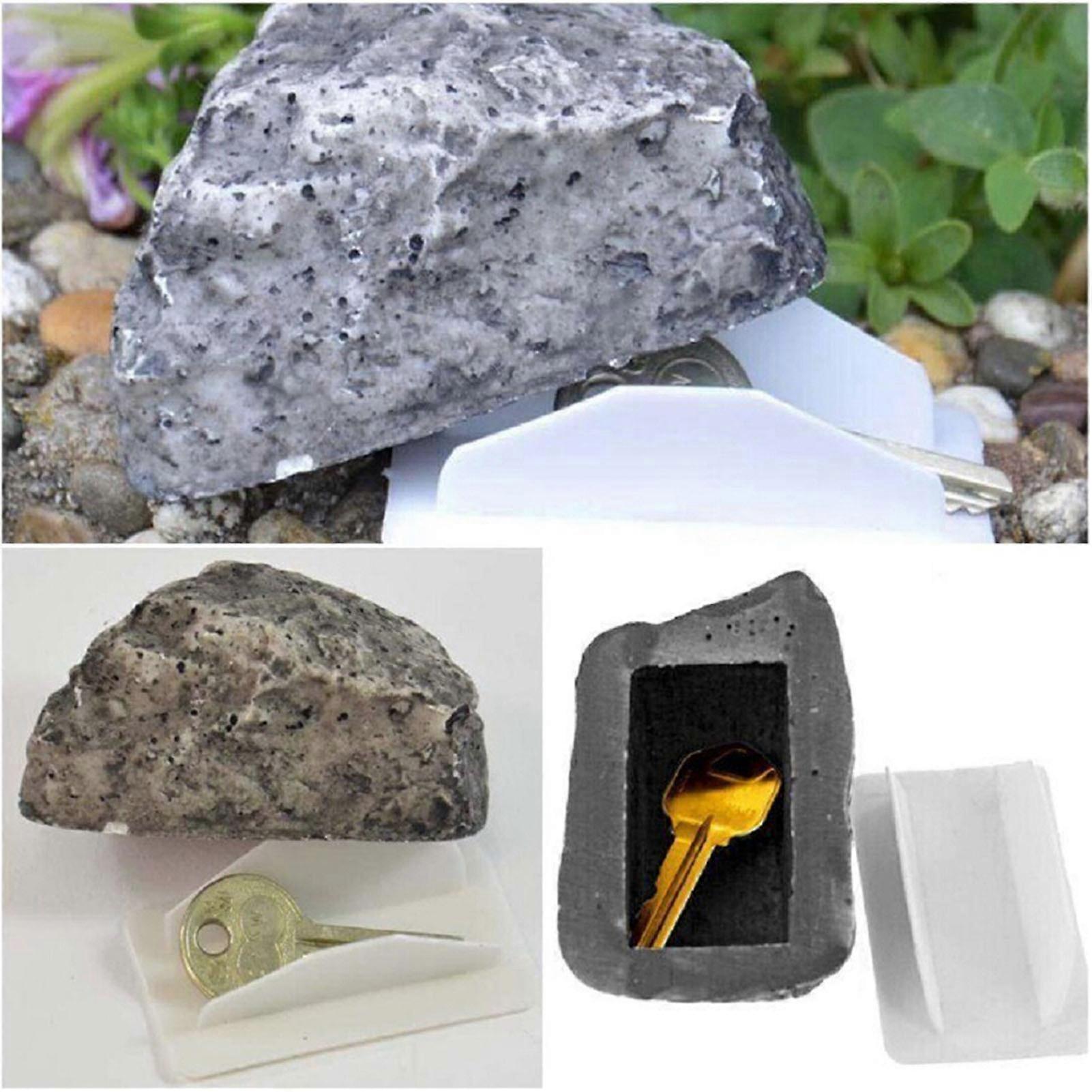 Stone-Shaped Resin Key Case Safe Stone Key Box for Spare Keys For Garden Yard Outdoor Decorative
