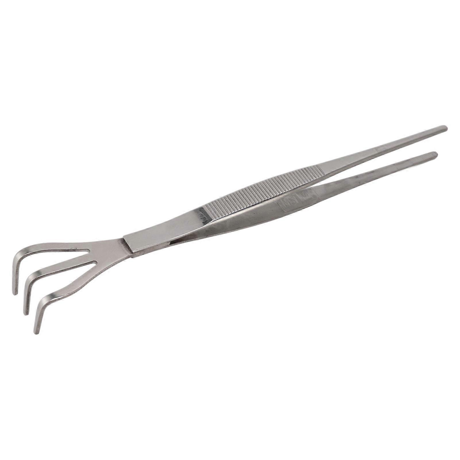Root Rake with Tweezer 3 Prong Stainless Steel Loosen Soil Bonsai Tree Tools with Ergonomic Handle Straight