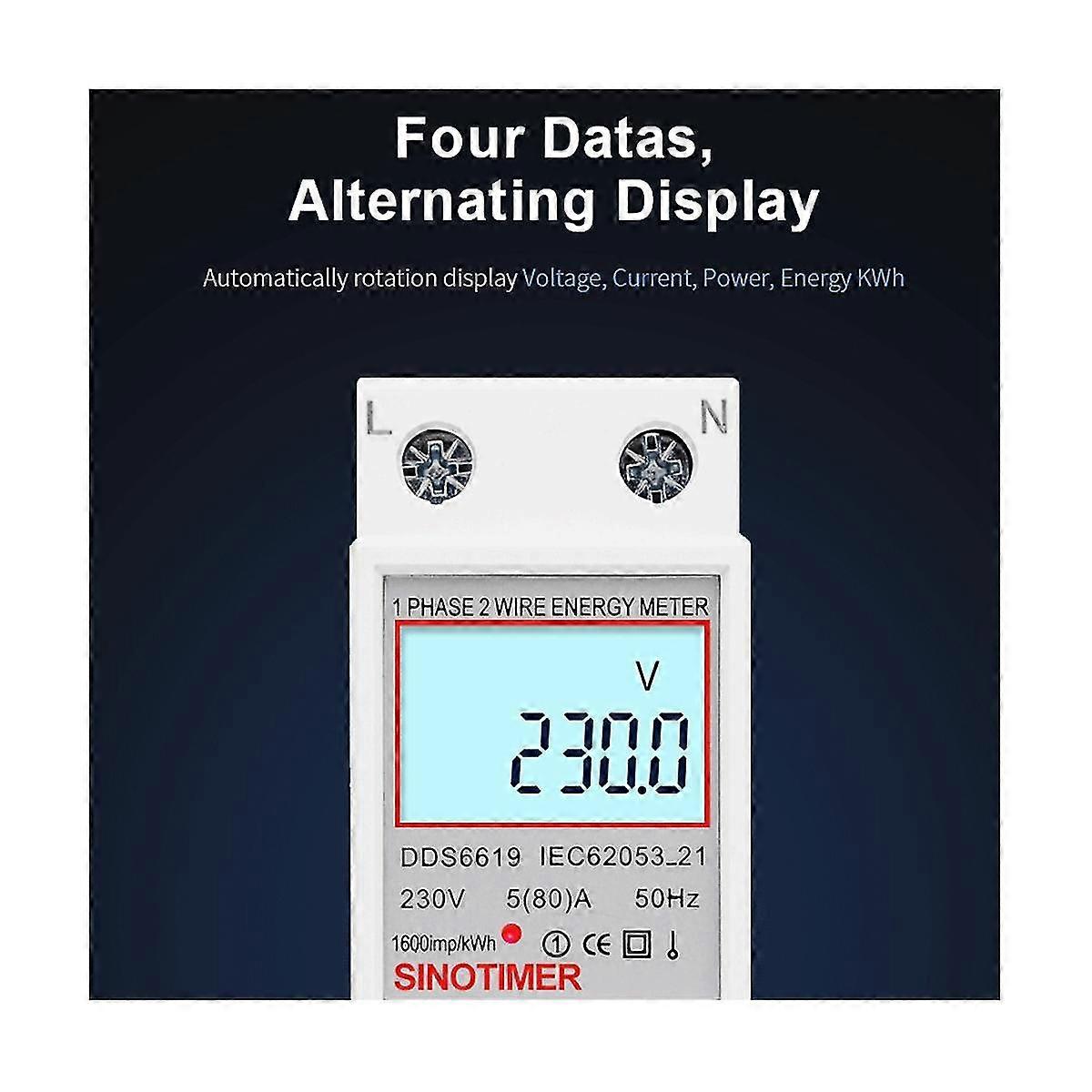 Dds6619-008 1 Phase Two Wire Lcd Digital Display Wattmeter Power Consumption Energy Electric Meter