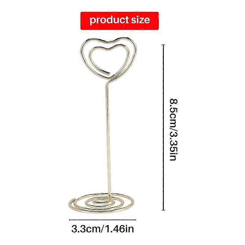 24Pcs Place Card Holders Heart Shape Table Number Stands Table Number Holders for Party Clips, Gold