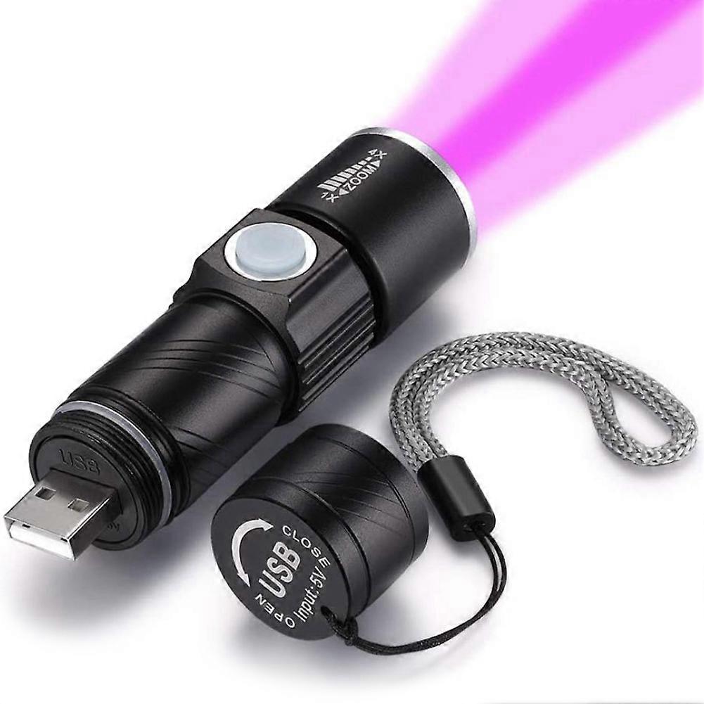 395Nm UV Light Flashlight Blacklight USB Rechargeable LED Flashlight Waterproof Inspection Pet Urin