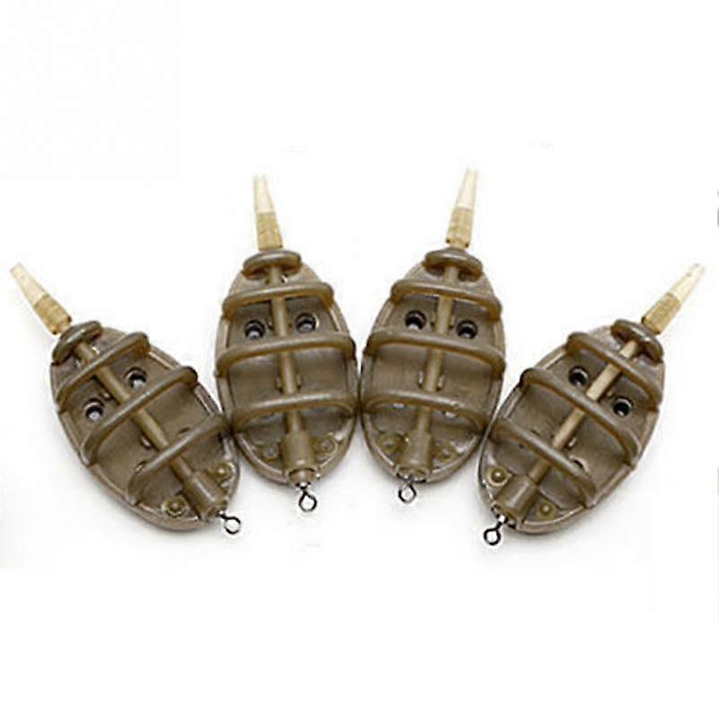 Plastic Inline Feeder Fishing Accessories 4 Feeders Mould Set Carp Fishing Sinker Fishing Trough Pe