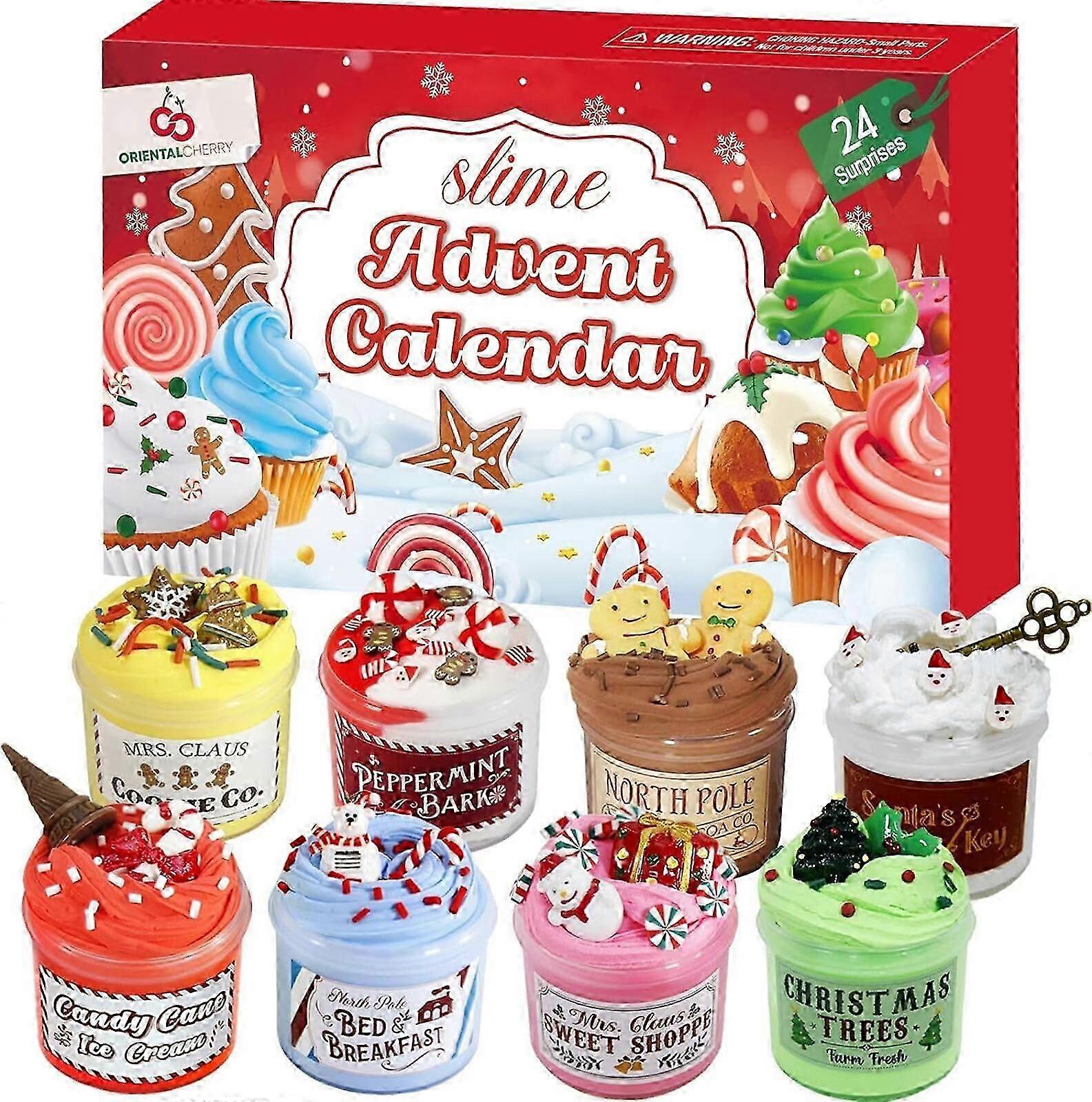 Slime Advent Calendar 2024 - Χριστουγεννιάτικα ημερολόγια αντίστροφης μέτρησης 24 ημέρες εκπλήξεων με DIY Clay Slime and Toys Kit Αστεία δώρα για μικρά παιδιά Έφηβοι Gi