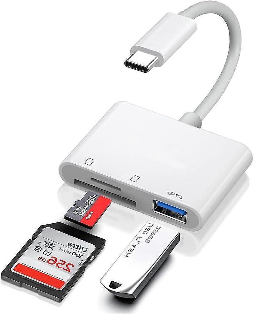USB C SD TF Memory Card Reader, 3-in-1 Type C Camera Adapter Compatible with iPad, iPhone 15, MacBook Pro/Air,Chromebook Samsung