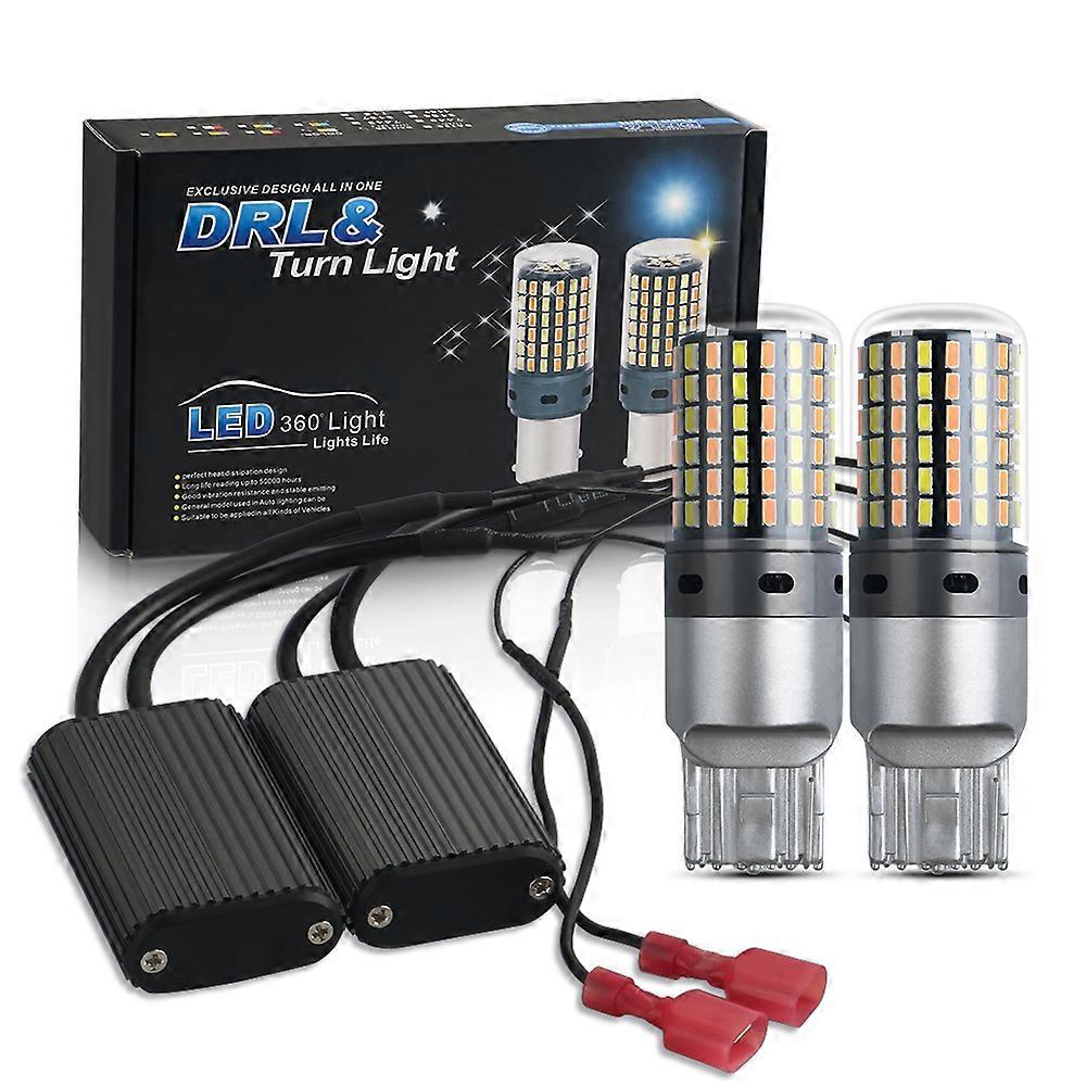 2PCS 1156 BA15S P21W BAU15S PY21W Canbus LED car lights 7440 W21W T20 DRL Turn Signal Dual Mode Switchback Dual Color