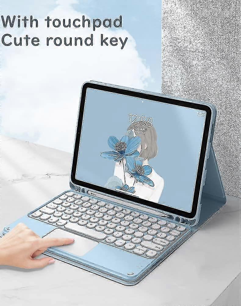 Ipad 6 Ipad 5 Air 2 Pro 9.7 Inch Keyboard Case With Touchpad Cute Round Key Color Keyboard Ipad 6th 5th Generation Detachable Bluetooth Touch Keyboard