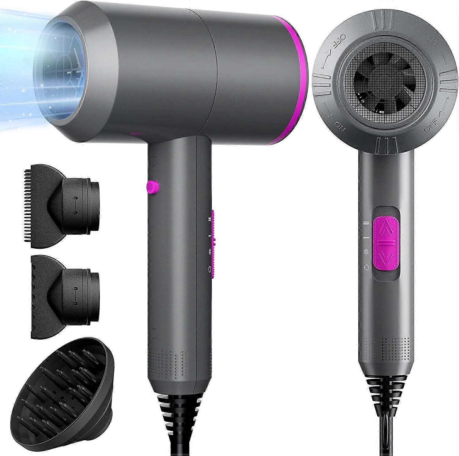 ZRUXE Professional Ionic Hair Dryer, 2000W for Fast Drying, With Heat/Cool Button and 3 Diffusers, for Hair Repair, Travel, Salon Styling